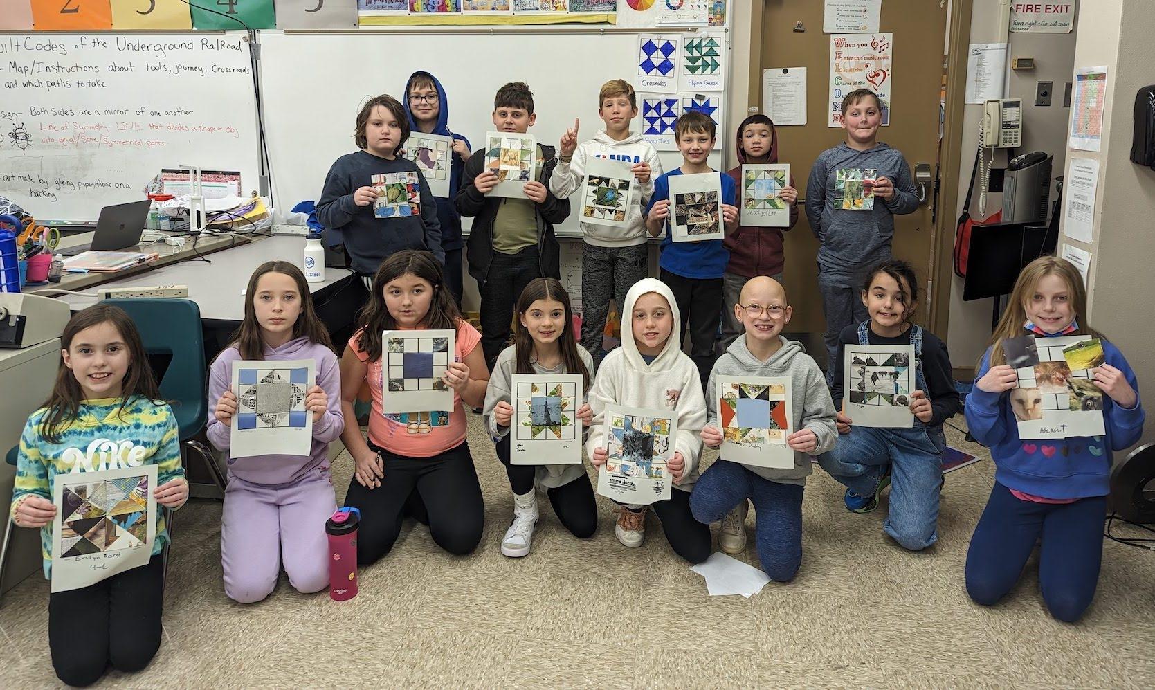 Level Green 4th-graders show their quilt codes