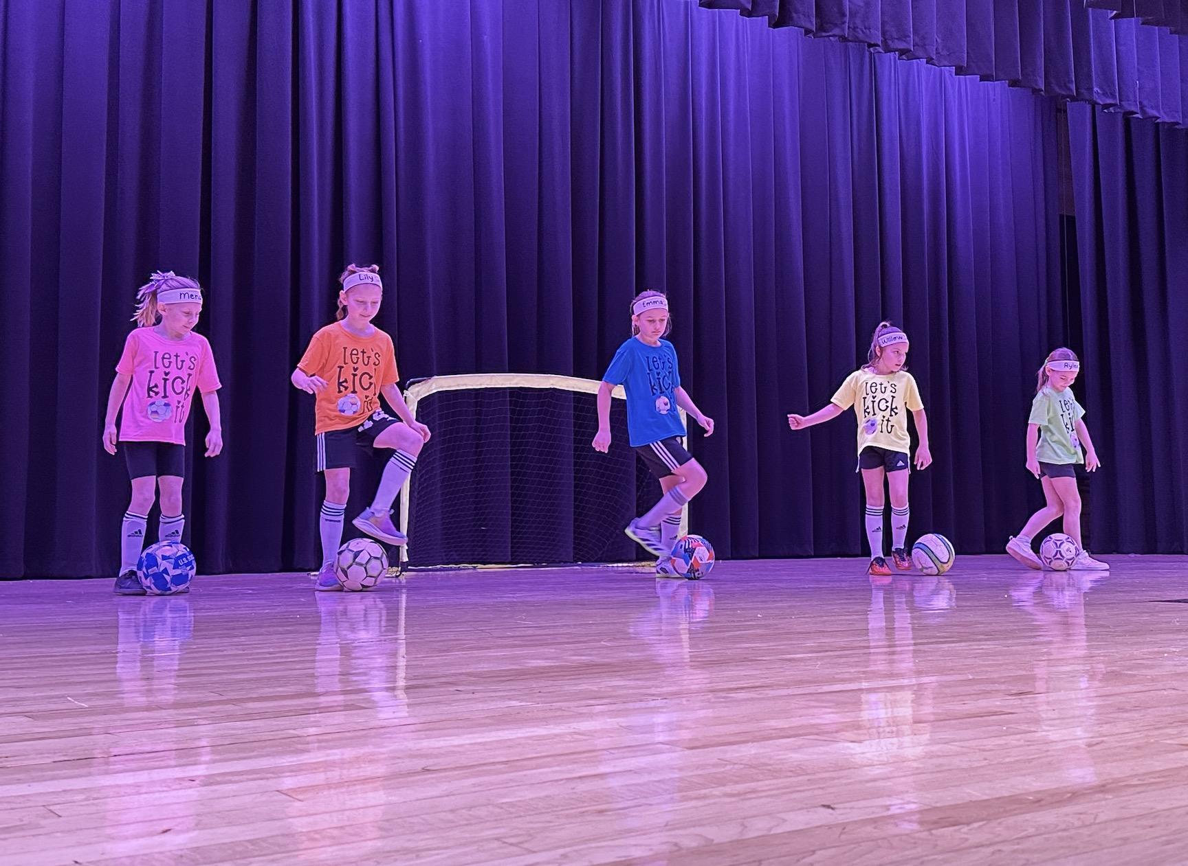 3rd-graders Maddalena DeSantis, Lily Sementuh, Emma Johnston, Rylee Watson, and Willow Stack showed off their soccer and dance skills